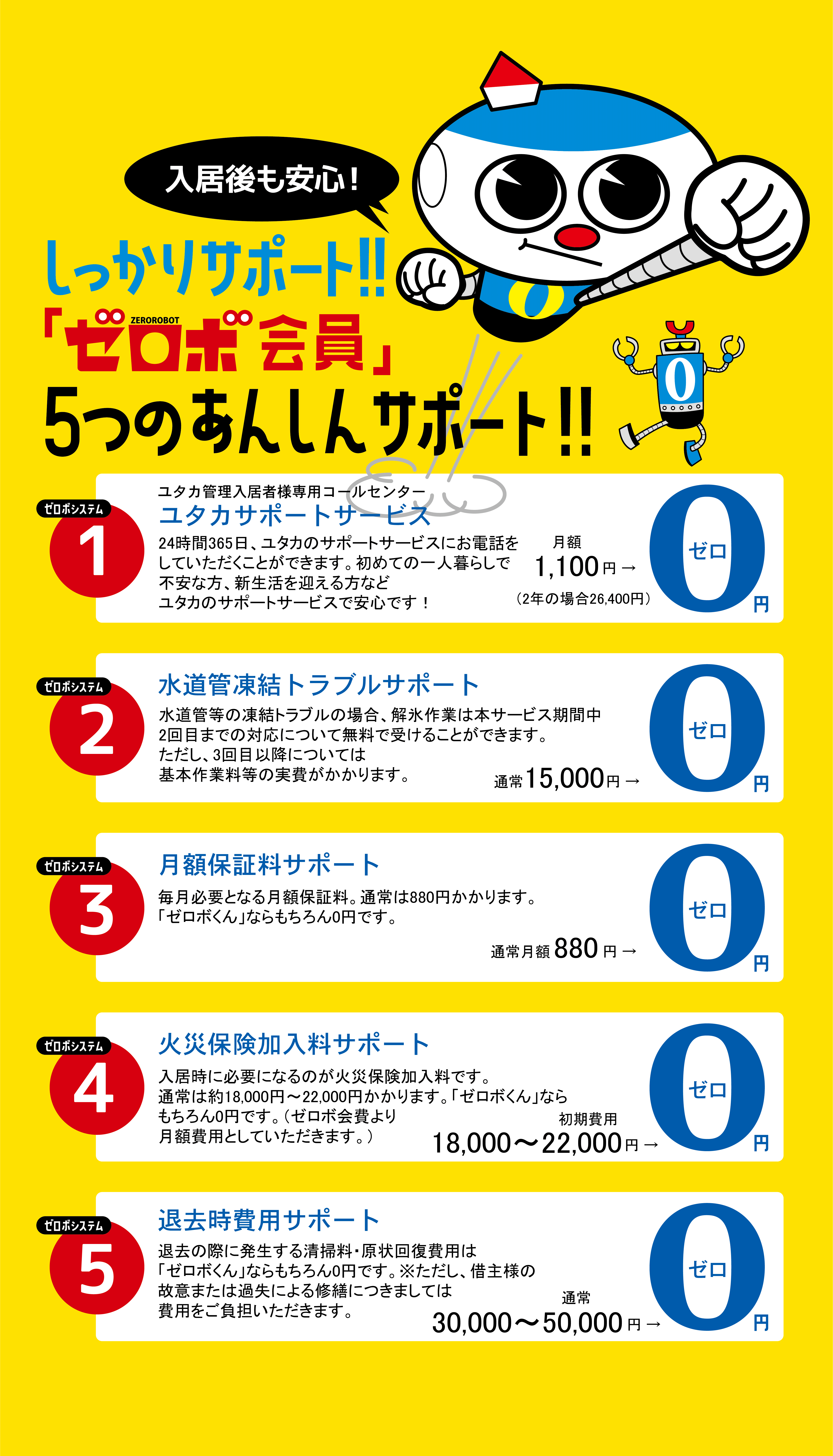 「ゼロボ会員」５つのあんしんサポート